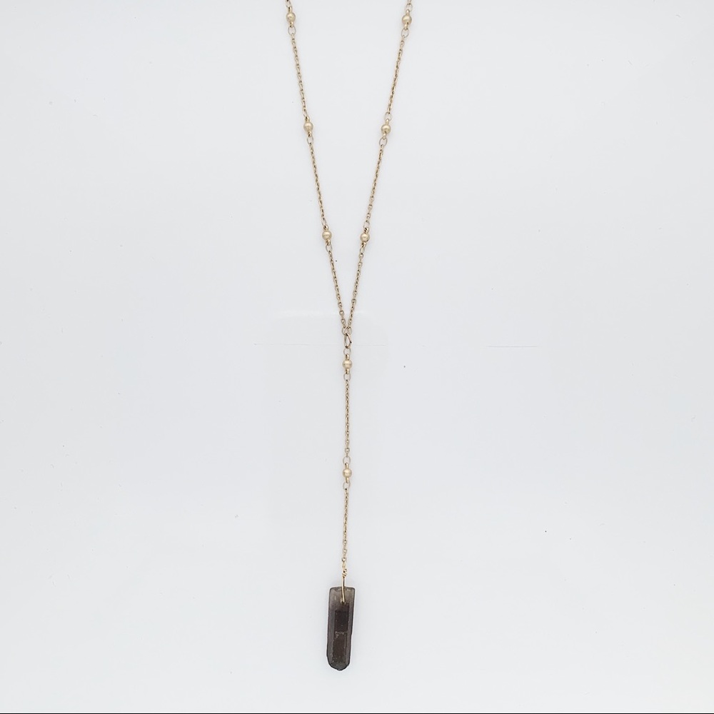 Smoky Quartz Lariat Necklace
